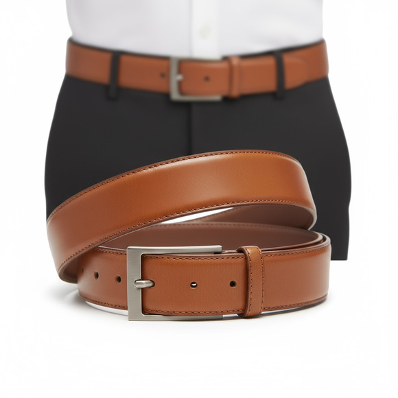 Men’s Perry Ellis Faux Leather Belt – Tan/Brown – Size SMALL 30/32 – NEW - Picture 1 of 6